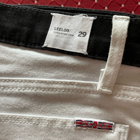 Hudson “Leeloo” color-block / tuxedo-stripe super skinny crop jeans - Picture 6 of 9